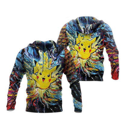 PKM Hoodie Pikachu PKM Starry Night Style Hoodie Colorful Unisex