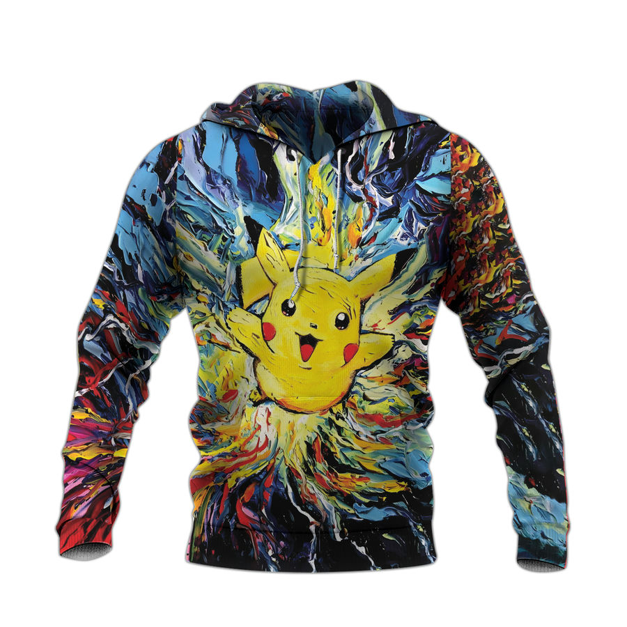 PKM Hoodie Pikachu PKM Starry Night Style Hoodie Colorful Unisex