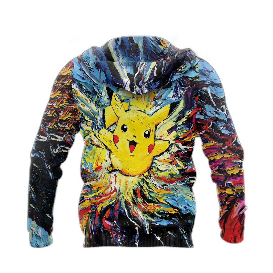 PKM Hoodie Pikachu PKM Starry Night Style Hoodie Colorful Unisex