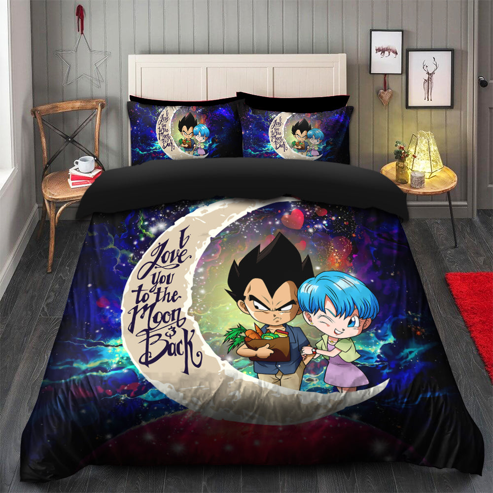 Dragon Ball Bedding Set Vegeta And Bulma Love You To The Moon Duvet Covers Blue Unique Gift