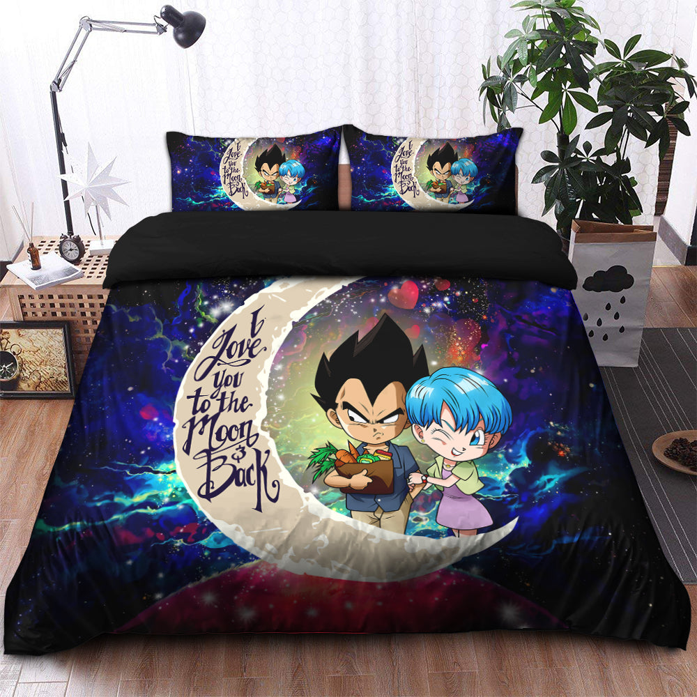 Dragon Ball Bedding Set Vegeta And Bulma Love You To The Moon Duvet Covers Blue Unique Gift