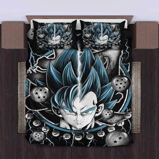 Dragon Ball Bedding Set Vegeta Goku Dragon Balls Pattern Duvet Covers Black Blue Unique Gift