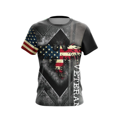 Veteran T-shirt American Flag Eagle Symbol T-shirt Gray Unisex