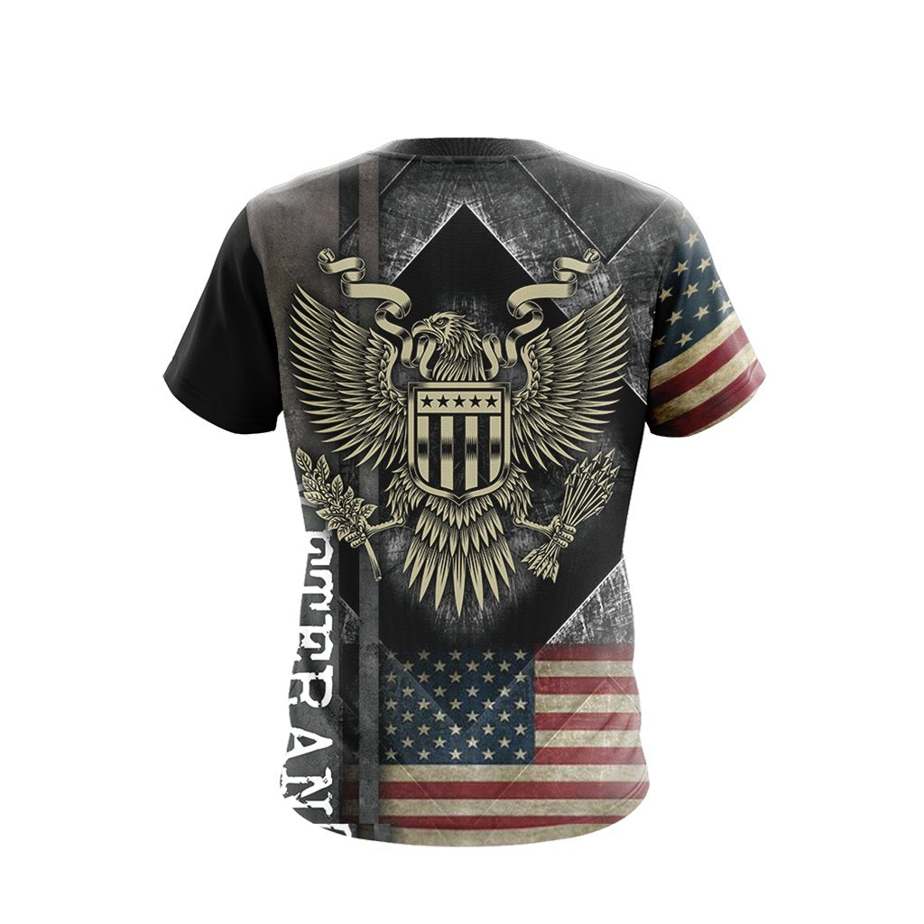 Veteran T-shirt American Flag Eagle Symbol T-shirt Gray Unisex