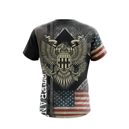 Veteran T-shirt American Flag Eagle Symbol T-shirt Gray Unisex