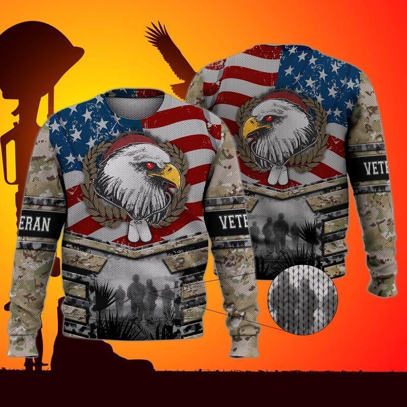 Veteran Sweatshirt Veteran Eagle American Flag Sweatshirt Colorful Unisex
