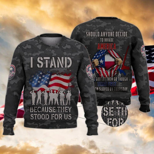 Veteran Sweatshirt I Stand Because They Stood For Us Sweatshirt Black Unisex