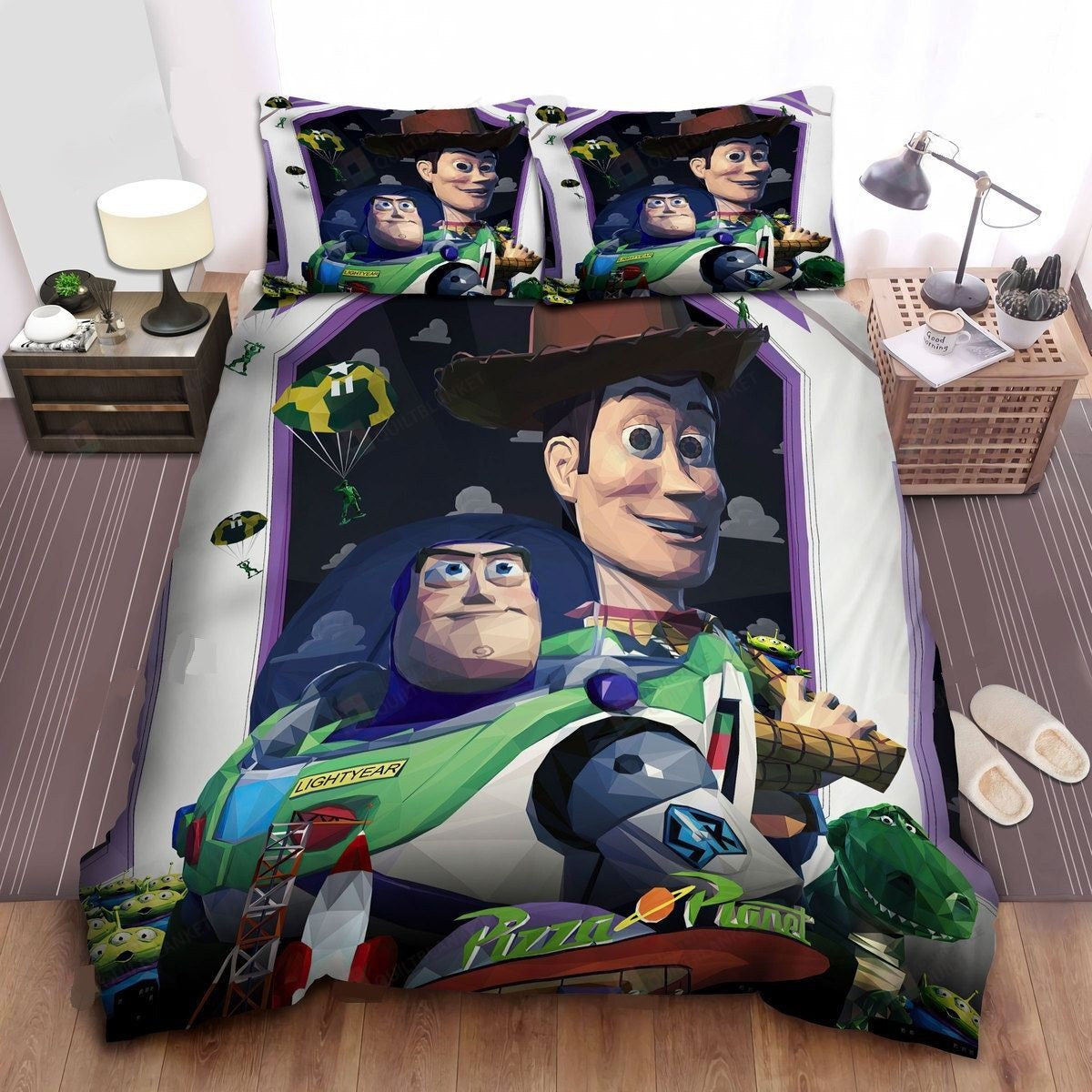 Toy Story Bedding Set DN Pizza Planet Arc In Geometric Art Duvet Covers Colorful Unique Gift