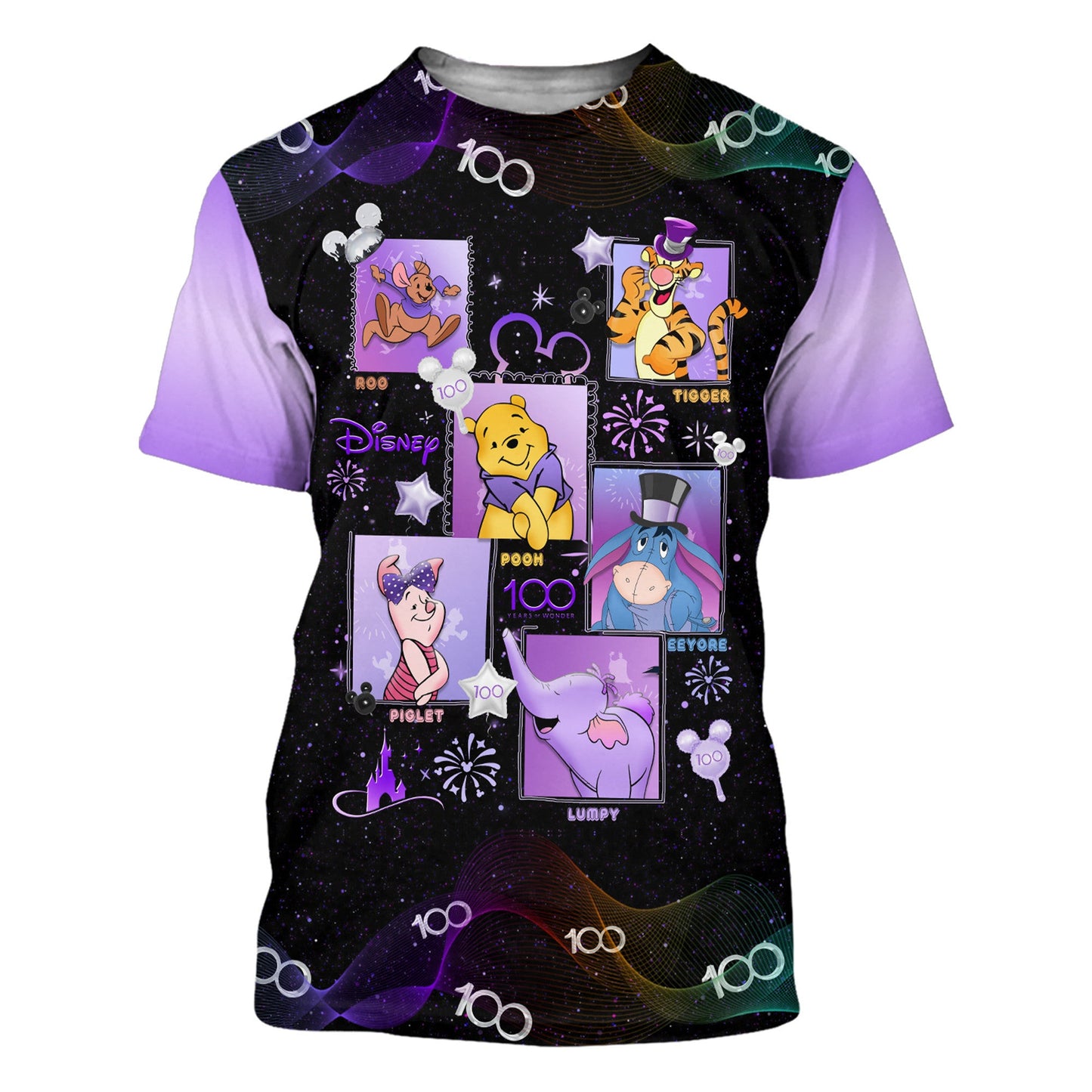 DN T-shirt Pooh And Friends Square DN 100 Years Of Wonder T-shirt Black Purple Unisex Adults New Release