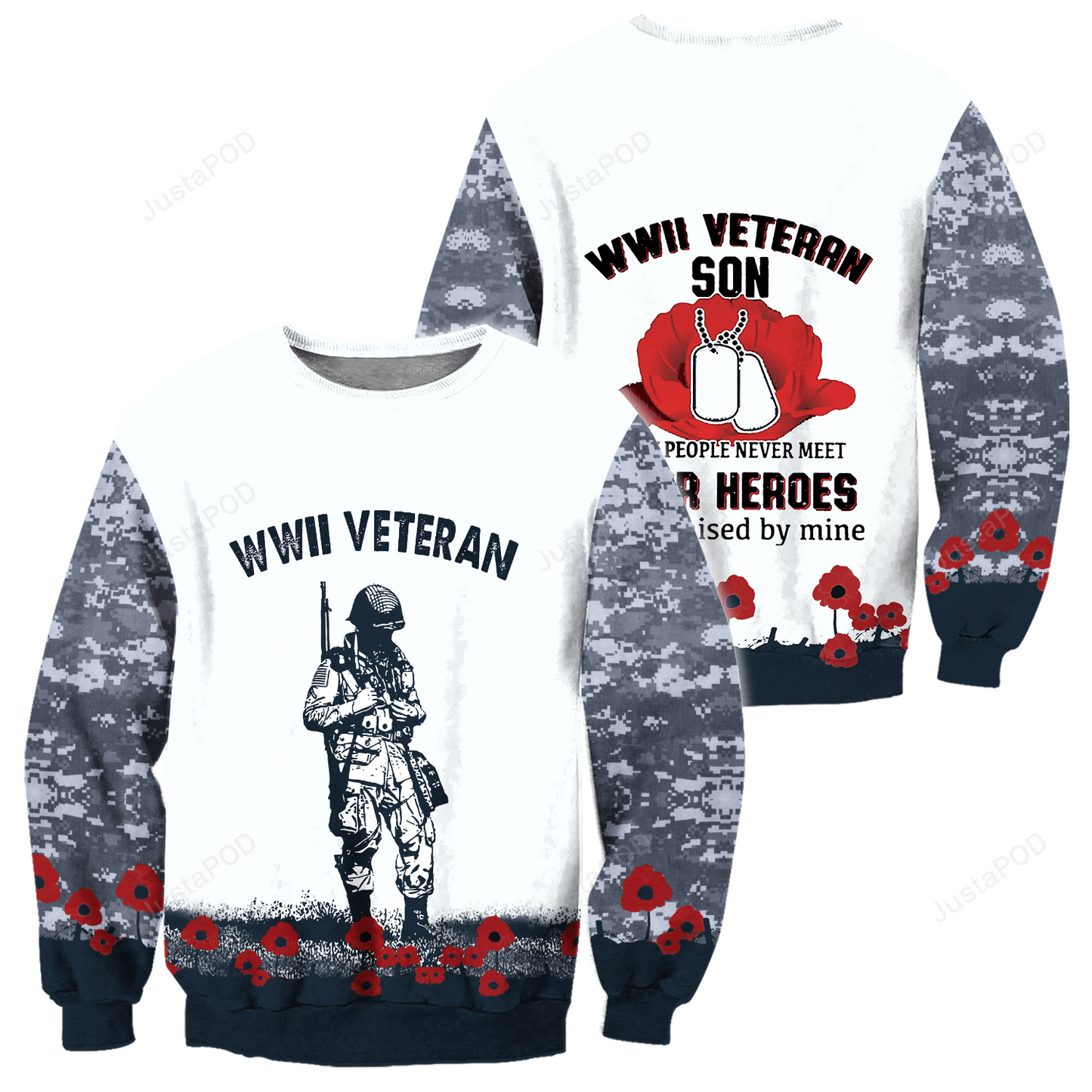 Veteran Sweatshirt WWII Veteran Son Camo Sweatshirt White Unisex