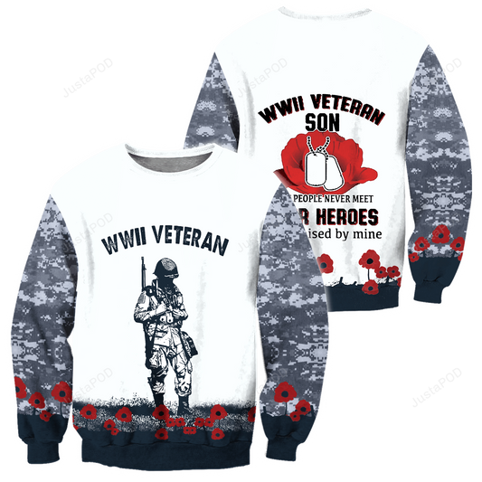 Veteran Sweatshirt WWII Veteran Son Camo Sweatshirt White Unisex