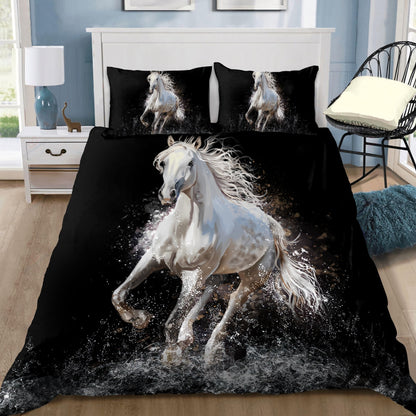 Horse Bedding Set Horse Running On Water Duvet Covers Black White Unique Gift