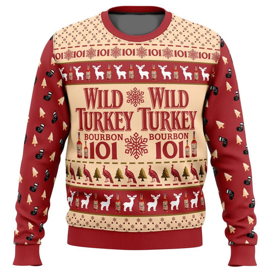 Thanksgiving Sweatshirt Wild Turkey Bourbon 101 Sweatshirt Red Unisex