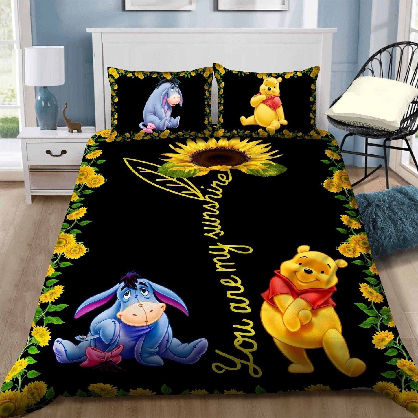 WTP Bedding Set DN You Are My Sunshine Duvet Covers Black Yellow Unique Gift