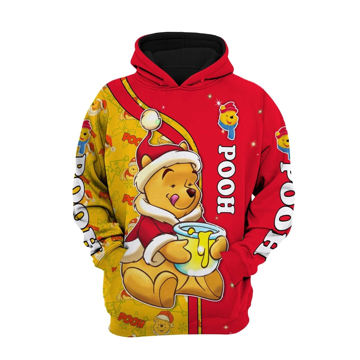 WTP Hoodie Santa Pooh With Honey Hoodie Red Yellow Unisex