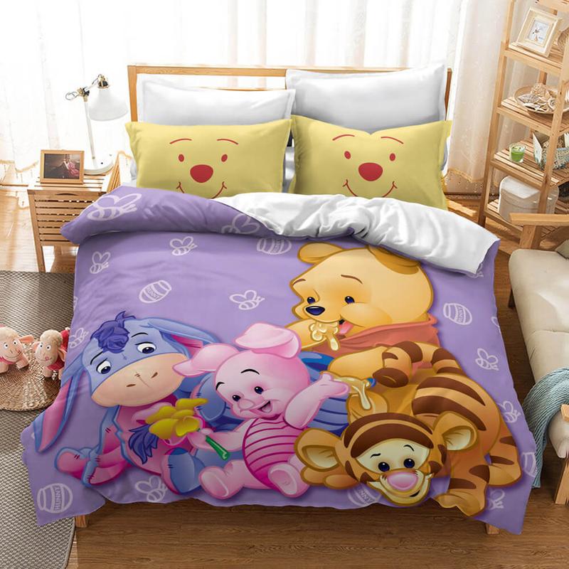 WTP Bedding Set DN Pooh And Friends As Babies Duvet Covers Purple Unique Gift