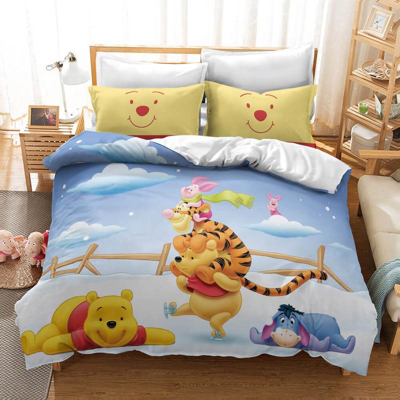 WTP Bedding Set DN Pooh And Friends Playing In The Snow Duvet Covers Colorful Unique Gift