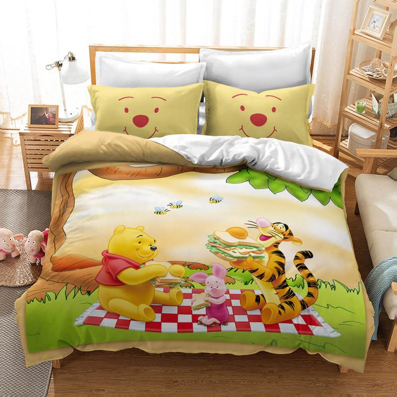 WTP Bedding Set DN Pooh And Friends Picnic In Sunset Duvet Covers Colorful Unique Gift