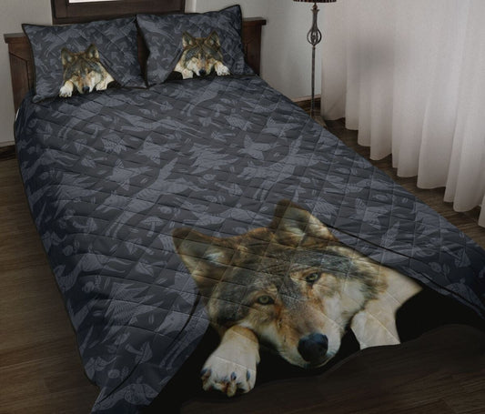 Wolf Bedding Set Wolf Graphic Animal Silhouette Pattern Duvet Covers Gray Unique Gift