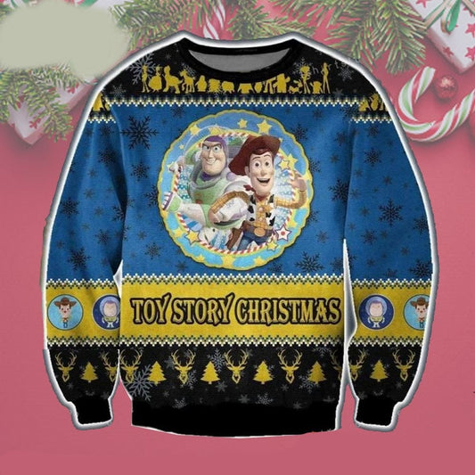 Toy Story Sweatshirt Woody And Buzz Toy Story Christmas Sweatshirt Black Blue Unisex