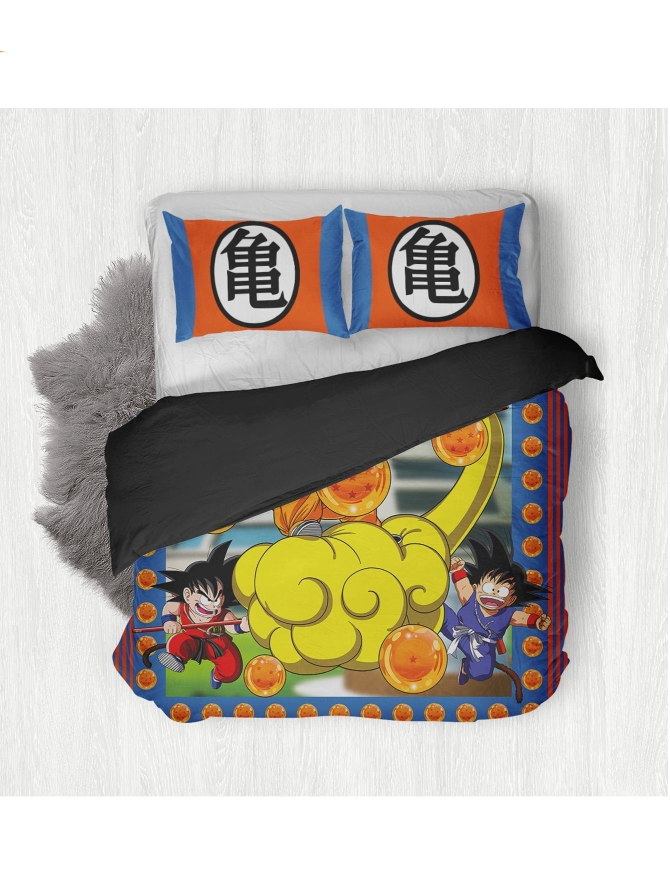 Dragon Ball Bedding Set Young Goku On Nimbus Dragon Balls Pattern Duvet Covers Colorful Unique Gift