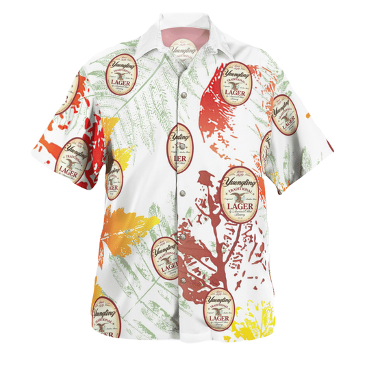 Yuengling Hawaii Shirt Yuengling Lager Beer Painting Leaves Aloha Shirt Colorful Unisex