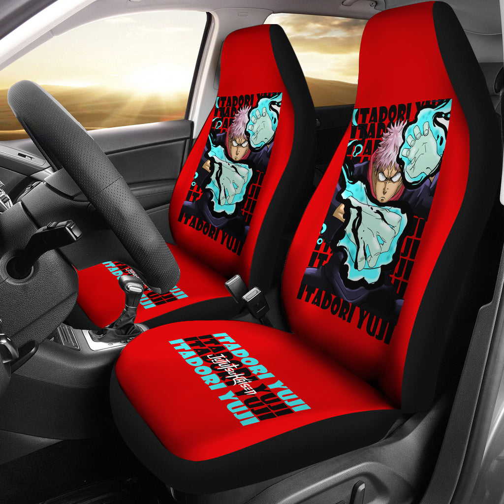 Jujutsu Kaisen Car Seat Covers Yuji Itadori Fighting Pose Seat Covers