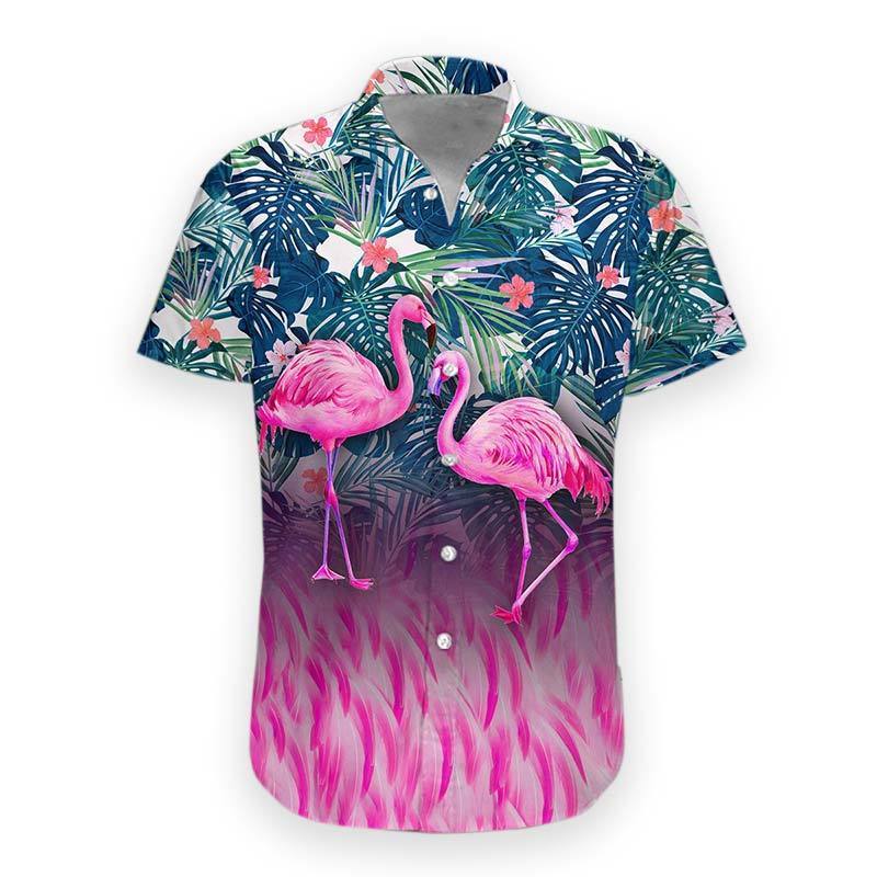 Unifinz Flamingo Hawaii Aloha Shirt Flamingo Tropical Forest Hawaiian Shirt Flamingo Hawai Shirt 2022