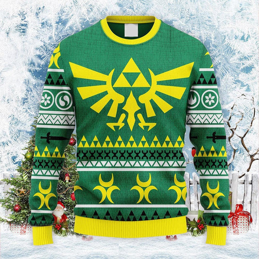 The Legend Of Zelda Sweatshirt The Royal Crest Graphic Ocarina Of Time Pattern Sweatshirt Green Unisex