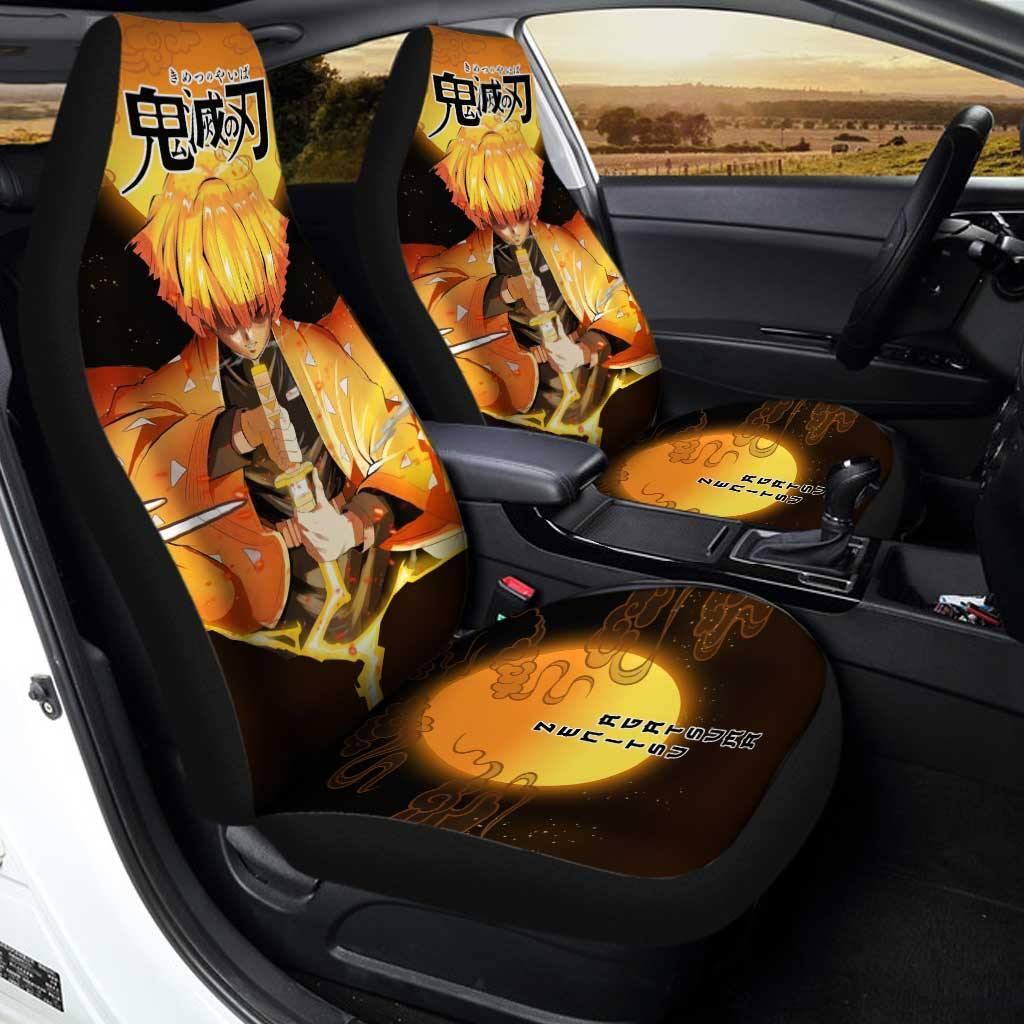 Demon Slayer Car Seat Covers Zenitsu Agatsuma Fighting Pose Seat Covers