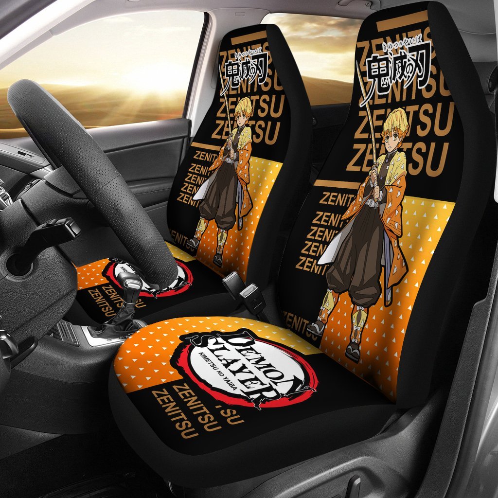 Demon Slayer Car Seat Covers Zenitsu Graphic Demon Slayer Seat Covers