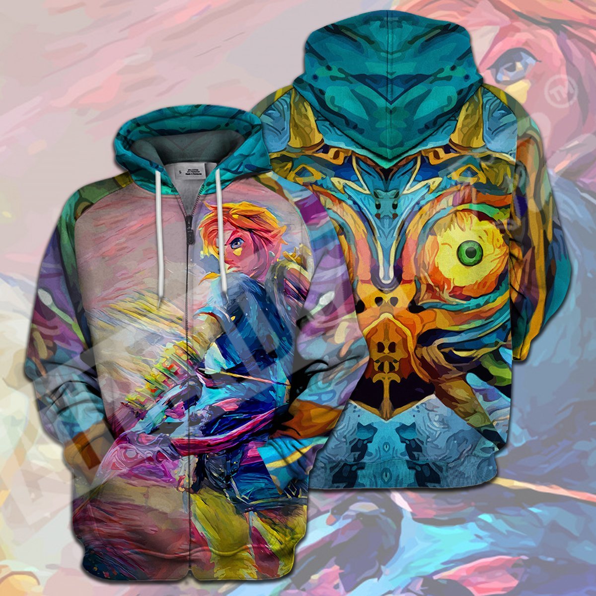 Unifinz Legend Of Zelda Shirt Link Majora' Mask Oil Painting Blue T-shirt Legend Of Zelda Hoodie Legend Of Zelda Tank 2022