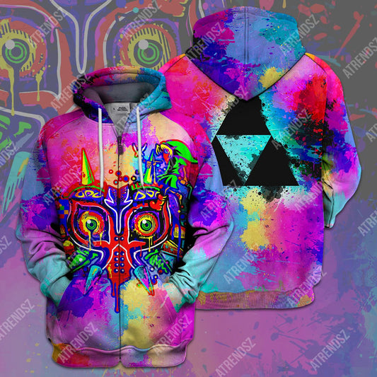  Legend Of Zelda T-shirt Majora's Mask Triforce Symbol Colorful T-shirt Hoodie Adult Unisex