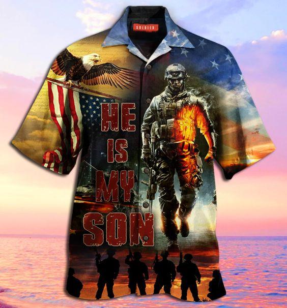 Unifinz Veteran Hawaii Shirt Proud Soldier Parents He Is Not Just A Soldier Hawaiian Shirt Veteran Aloha Shirts Military Shirt 2023
