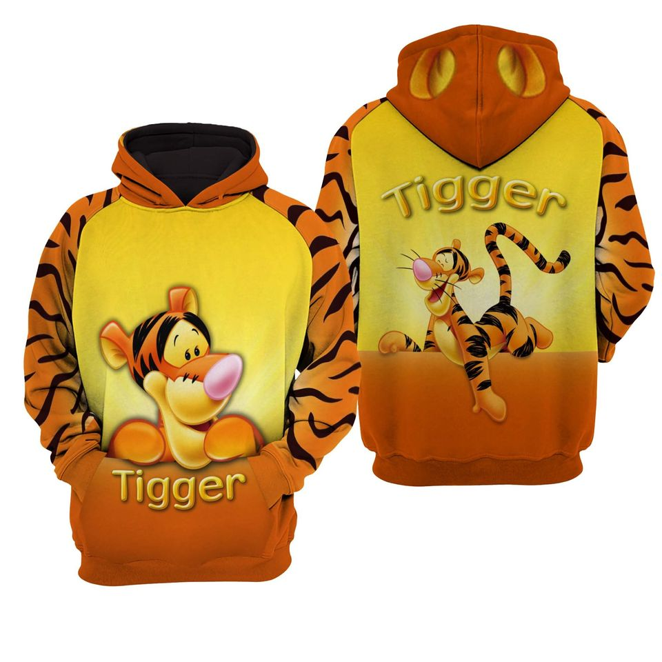 WTP Hoodie Tigger Graphic Stripe Pattern Hoodie Orange Unisex