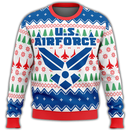 Veteran Ugly Sweater Veteran US Air Force Symbol Christmas Pattern Sweater