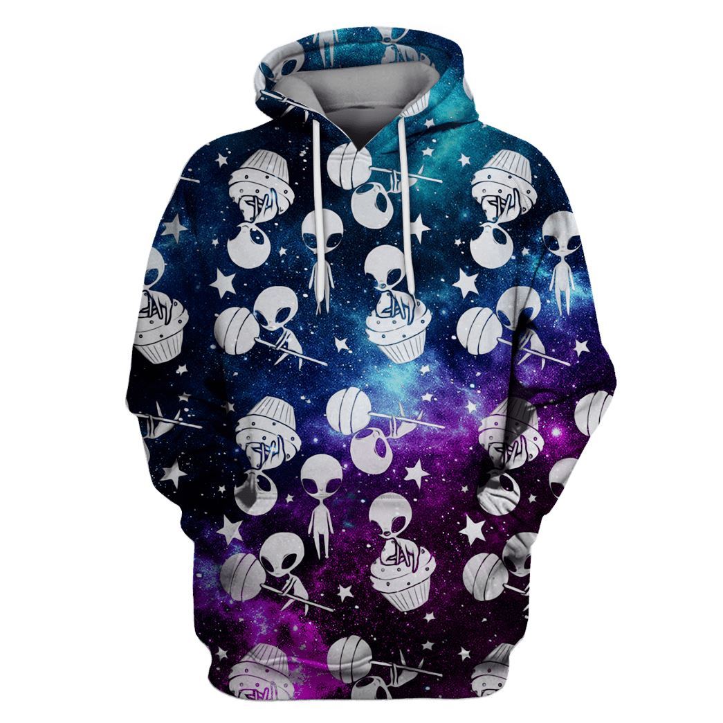 Unifinz Alien Hoodie Alien Cupcake Candy Pattern Hoodie Alien Apparel 2022