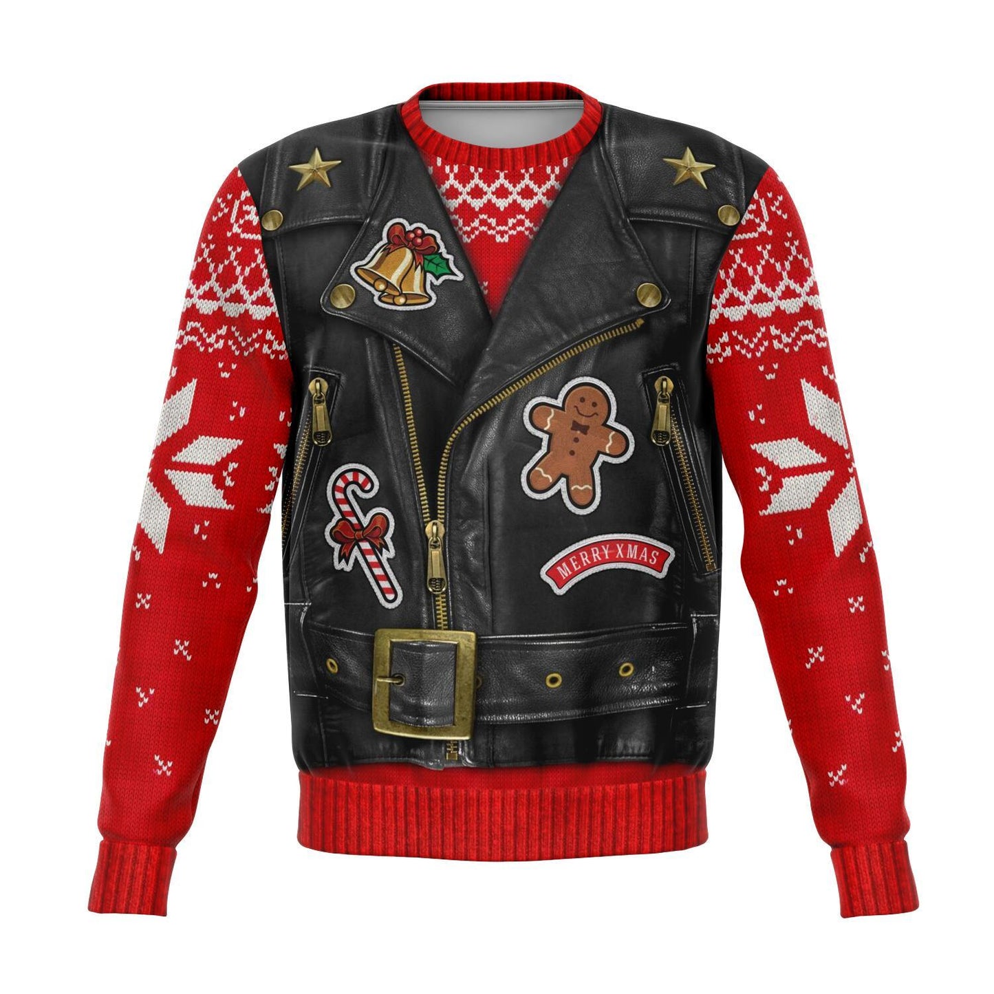 Motorcycle Ugly Christmas Sweater Christmas Oh What Fun It Is To Ride Biker Costume Red Sweater