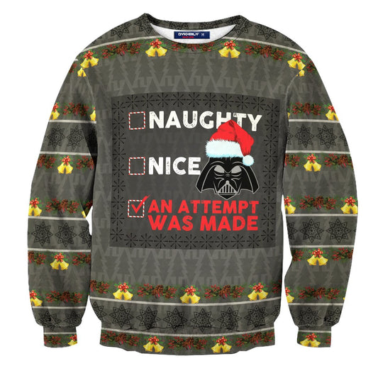 SW Sweater Naughty Nice An Attempt Was Made Sith Christmas Grey Ugly Sweater