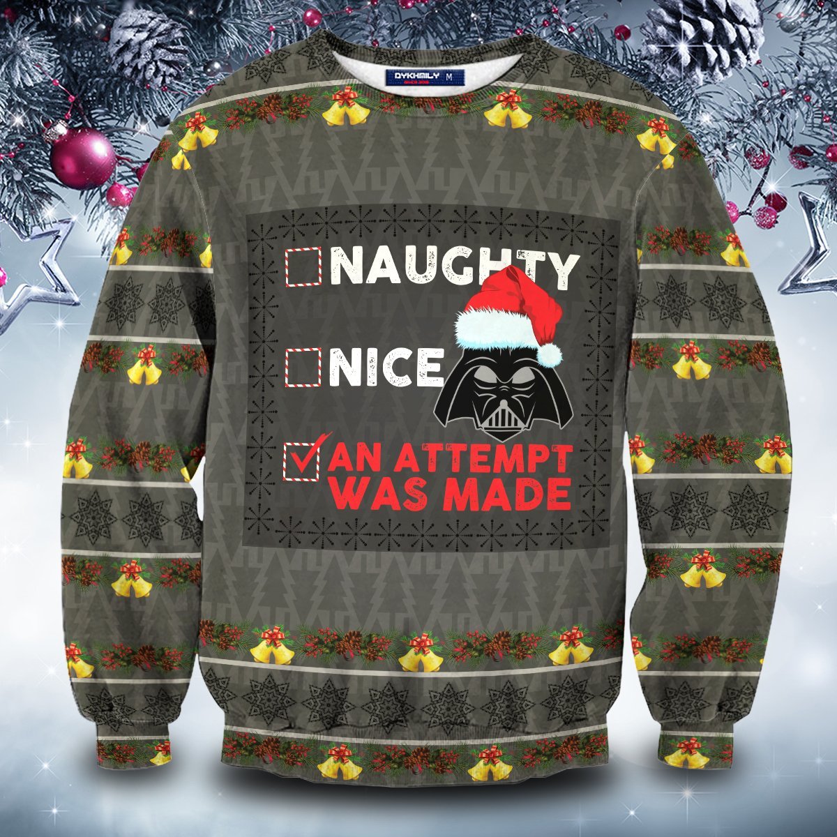 SW Sweater Naughty Nice An Attempt Was Made Sith Christmas Grey Ugly Sweater