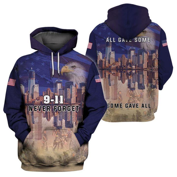 Patriot Day Hoodie September 11th Hoodie 9-11 Never Forget Some Gave All Dark Blue Hoodie