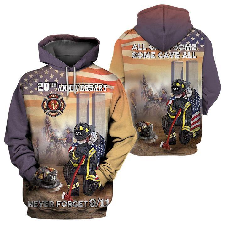 Patriot Day Hoodie September 11th Hoodie 20th Anniversary Kneeling Firefighter Never Forget 9/11 Hoodie