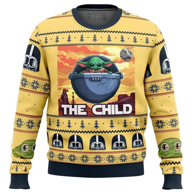SW Christmas Sweater The Child Grogu Yellow Ugly Sweater