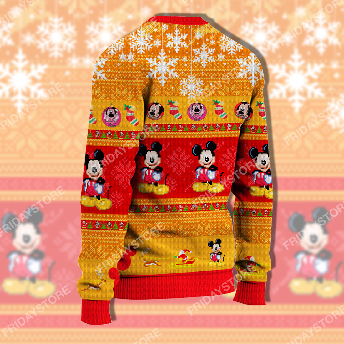Unifinz DN Sweater MK Mouse Orange Christmas Ugly Sweater Awesome DN MK Mouse Ugly Christmas 2023
