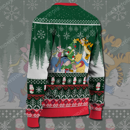 Unifinz DN WTP Sweater Pooh With Candy Cane Christmas Ugly Sweater Awesome DN WTP Ugly Sweater 2023