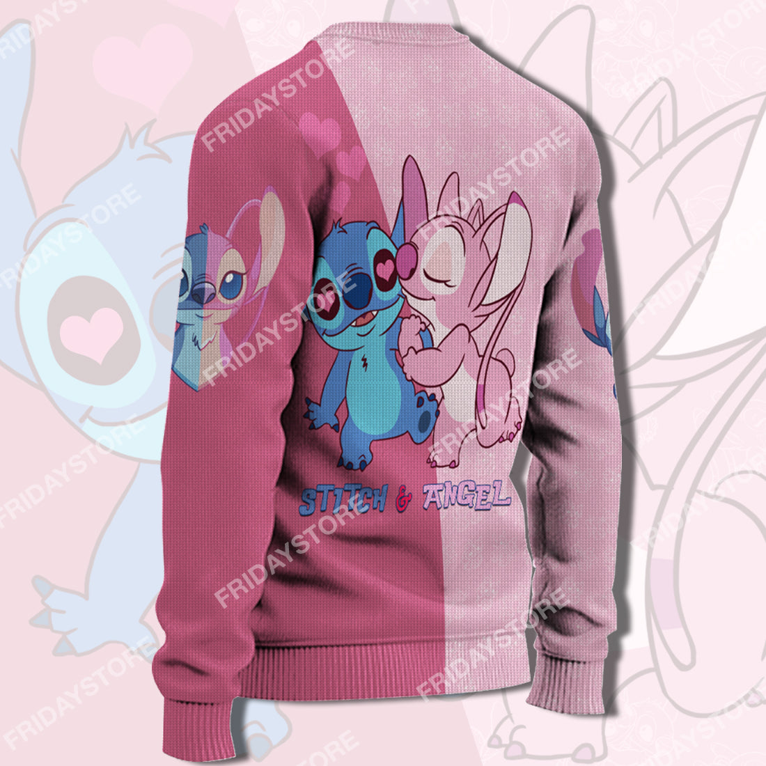 Unifinz LAS Sweater Stitch Angel Blowing Kiss Couple Sweater Stitch Ugly Sweater Cute DN Stitch Ugly Sweater 2023