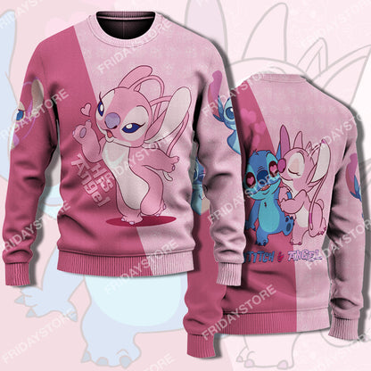 Unifinz LAS Sweater Stitch Angel Blowing Kiss Couple Sweater Stitch Ugly Sweater Cute DN Stitch Ugly Sweater 2022
