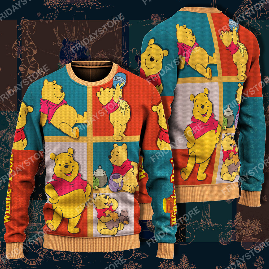 Unifinz DN WTP Sweater Emotions Of Pooh Honey Ugly Sweater Cute Amazing DN WTP Ugly Sweater 2023