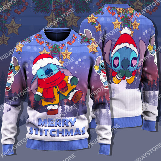 Unifinz LAS Sweater Merry Stitchmas Adorable Christmas Ugly Sweater Amazing Cute DN Stitch Christmas Sweater 2022