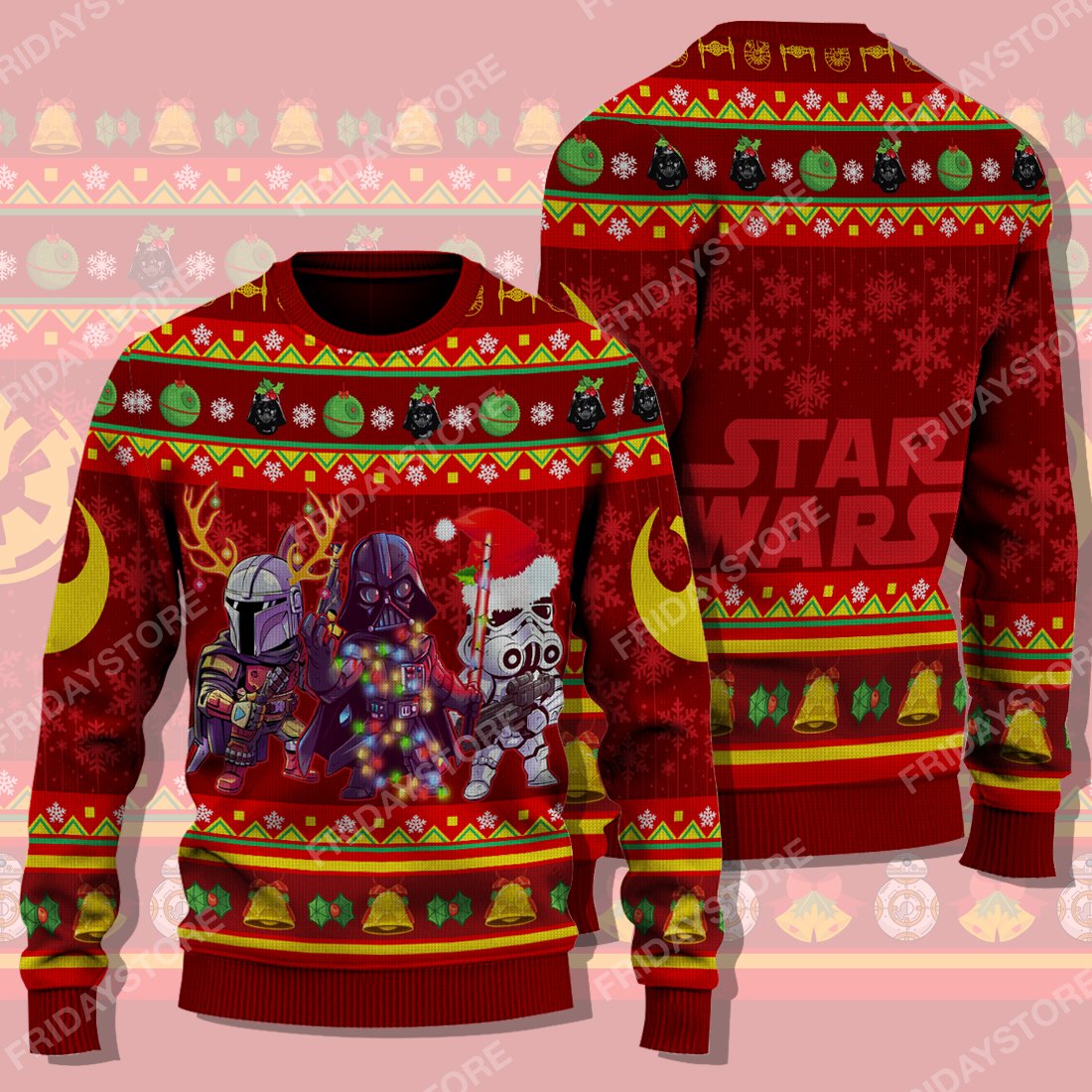 SW D.Vader Trooper Mandalorian Christmas Pattern Sweater